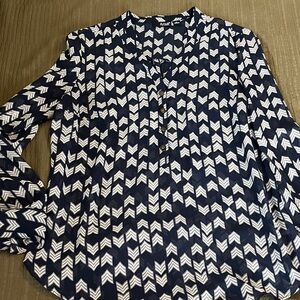 a.n.a. Navy and White Chevron Blouse